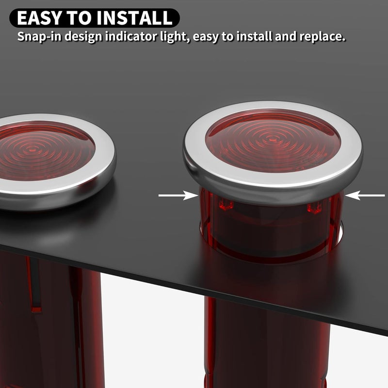 DAIERTEK Indicator Light 12V Red Snap-in 1/2" Panel Mount LED Indicator Light 12 Volt 0.5" Pilot Light -2pcs (Pack of 2) - Image 4